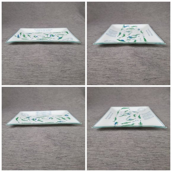 Vintage The Country Club of Florida Village Golf Course Glass Trinket Dish Map - Picture 6 of 8